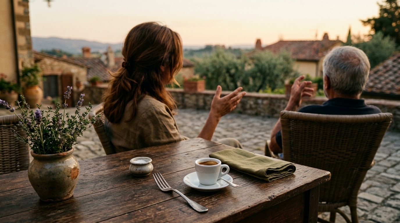 La forchetta, l'espresso e l'arte di salutare che non finisce mai